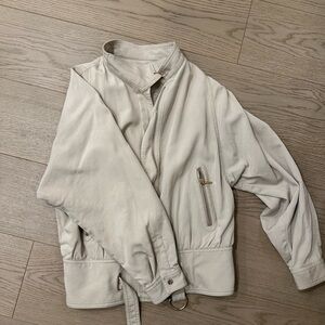 Club Monaco Cream Bomber Jacket